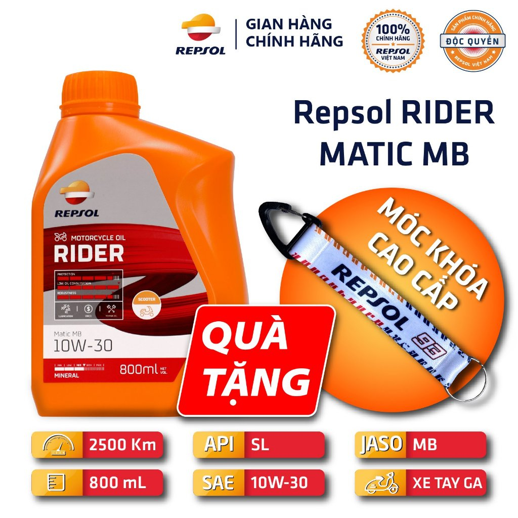 Dầu Nhớt Xe Tay Ga Repsol Rider Matic MB 4T 10w30 800ml