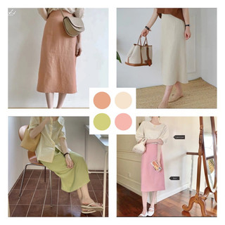 [CÓ SIZE - NHẬN MAY ĐO] Chân váy midi chất linen mềm dáng A nhẹ cạp khóa xẻ sau