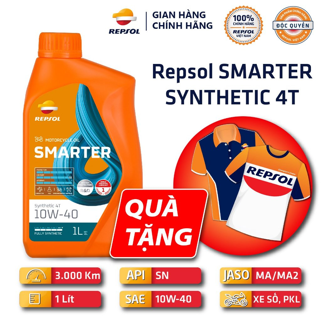 Dầu Nhớt Xe Số Repsol Smarter Synthetic 4T 10w40 1L