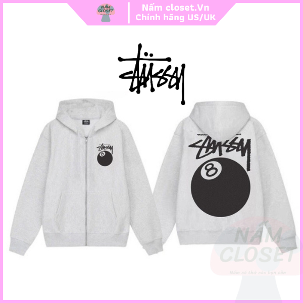 Áo Hoodie Stussy Nỉ Bông Cotton Cao Cấp Siêu Dày Mũ Zip Bassic Form Rộng Unisex Nam Nữ - SX NấmCloset 004