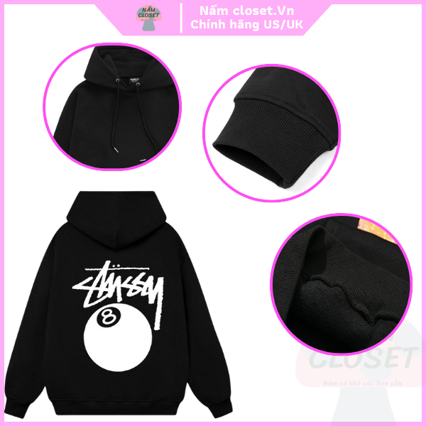 Áo Hoodie Stussy Nỉ Bông Cotton Cao Cấp Siêu Dày Mũ Zip Bassic Form Rộng Unisex Nam Nữ - SX NấmCloset 004