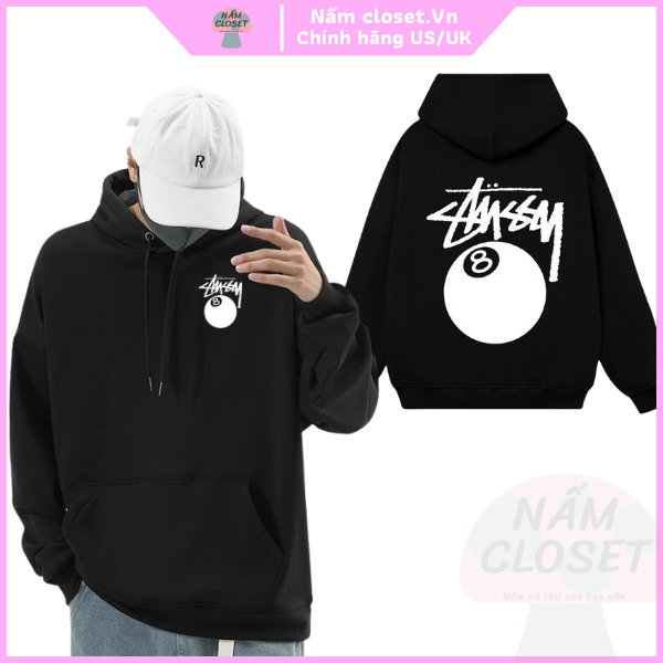 Áo Hoodie Stussy Nỉ Bông Cotton Cao Cấp Siêu Dày Mũ Zip Bassic Form Rộng Unisex Nam Nữ - SX NấmCloset 004