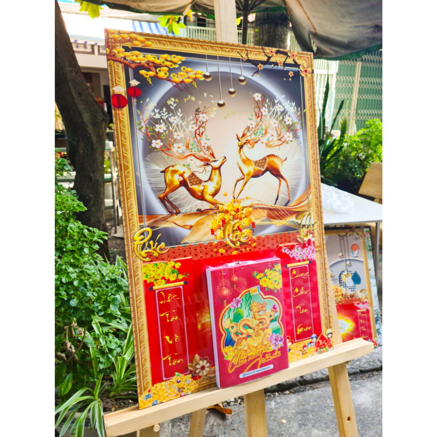 Tranh Lịch Gỗ Treo Tường Laminate Tráng Gương 2024  - Hươu Hiện Đại