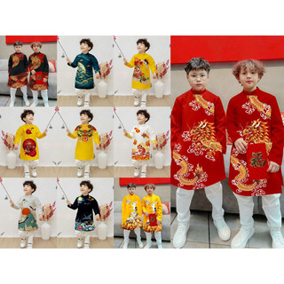 ÁO DÀI BÉ TRAI BÉ GÁI ÁO THIẾT KẾ CHẤT GẤM IN CAO CẤP TUỔI TỪ 3Tuoi - 12Tuoi ghi chú số ký để shop lấy chuẩn size