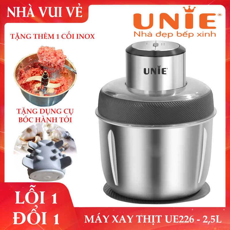 Máy xay thịt UNIE UE226 - 2.5L, tặng 1 cối inox và dụng cụ bóc vỏ hành tỏi, bảo hành 12 tháng