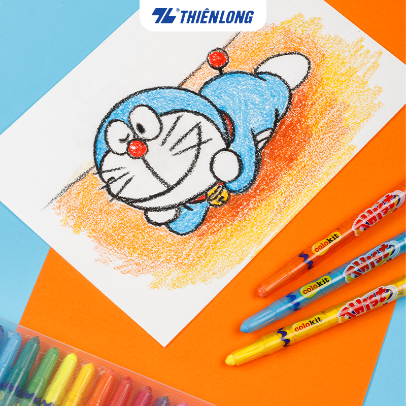 Bút sáp vặn Thiên Long Colokit Doraemon TCR-C05/DO - 18 màu- Không độc hại- Bút sáp siêu đẹp