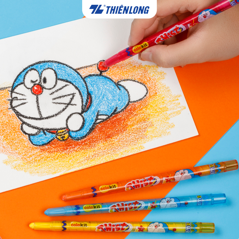 Bút sáp vặn Thiên Long Colokit Doraemon TCR-C05/DO - 18 màu- Không độc hại- Bút sáp siêu đẹp