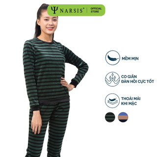Bộ đồ thu đông nữ NARSIS chất nhung kẻ xanh đen M0025