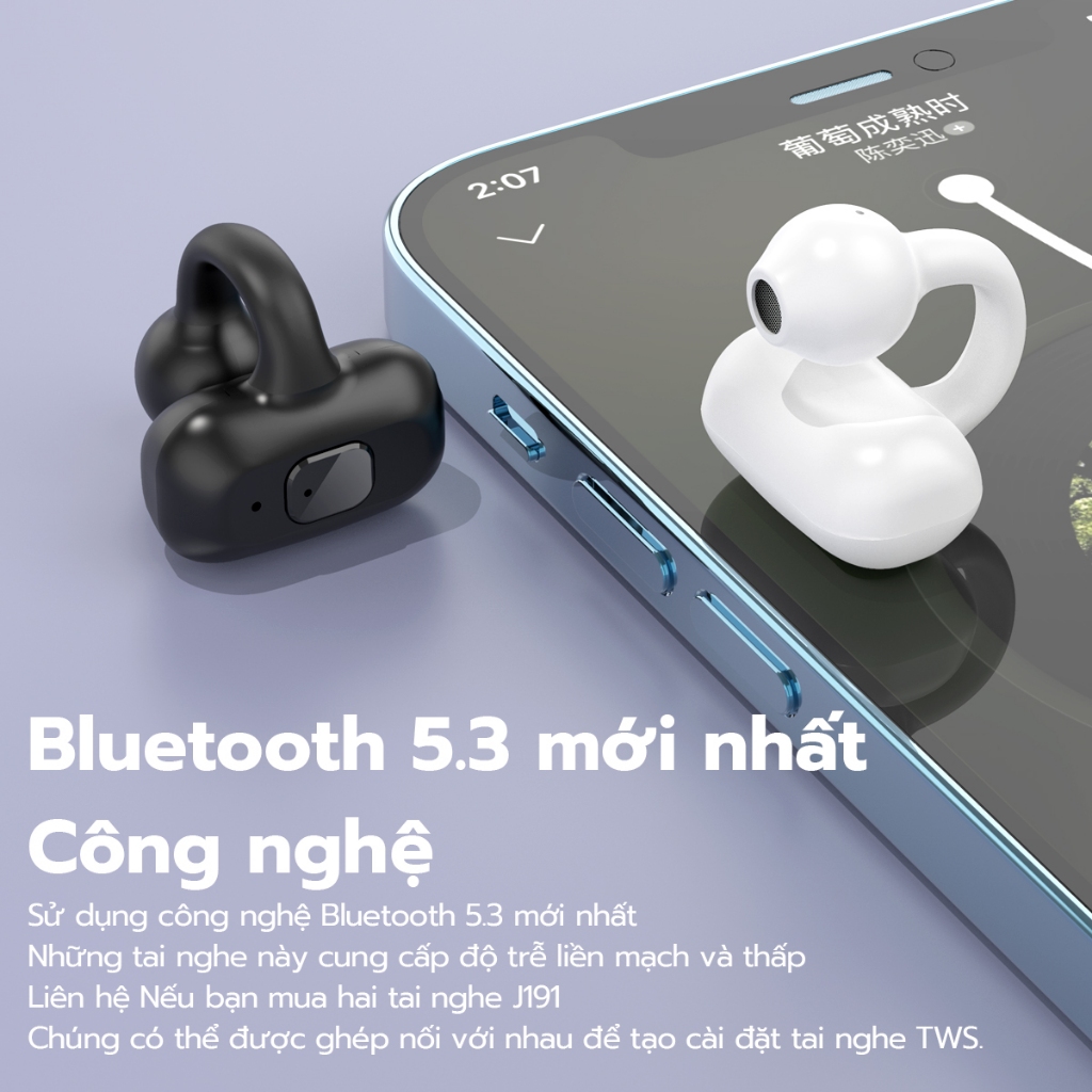 Tai nghe Bluetooth kẹp dẫn khí GOOJODOQ TWS 5.3 kẹp một tai không dây hỗ trợ kết nối lẫn nhau cho android iphone