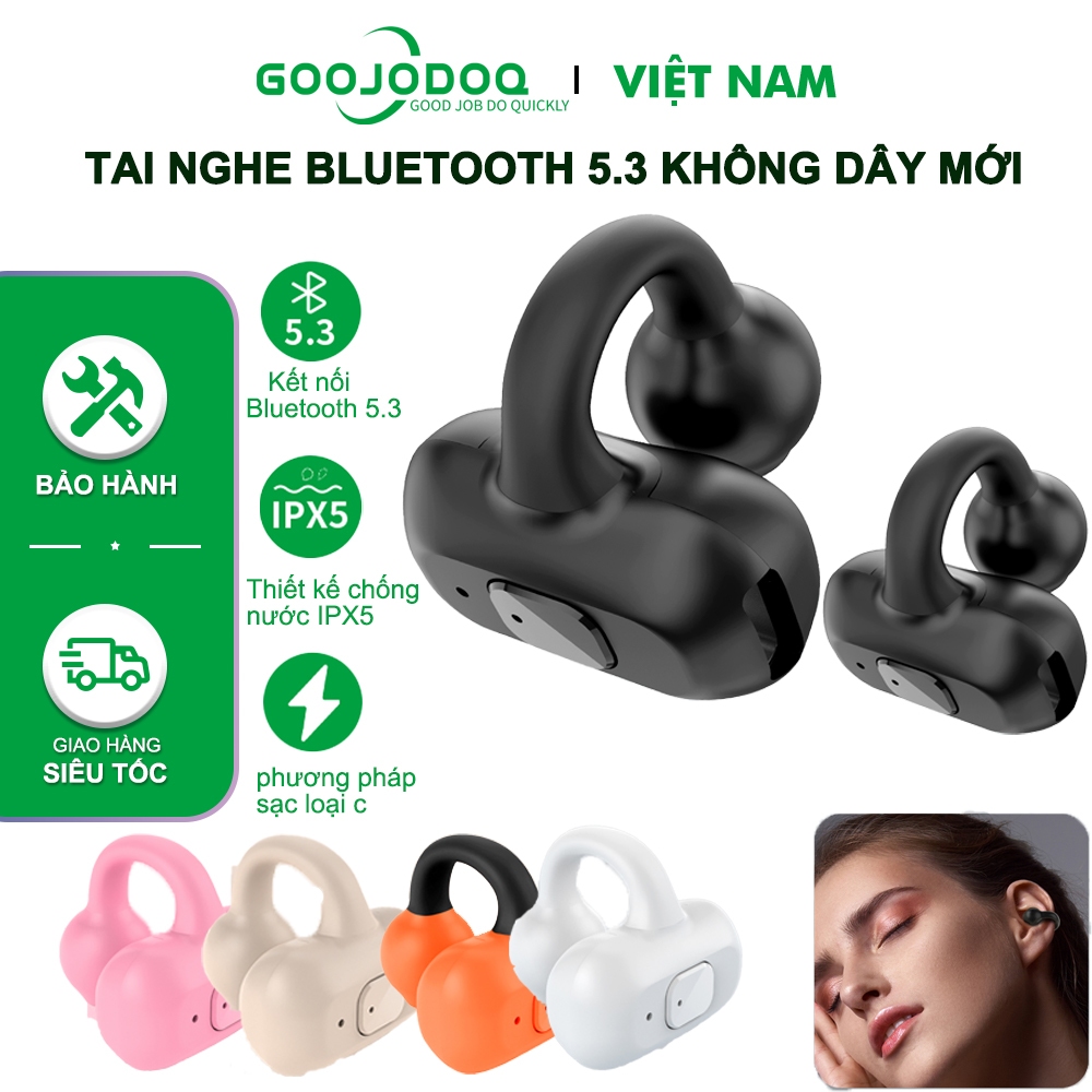 Tai nghe Bluetooth kẹp dẫn khí GOOJODOQ TWS 5.3 kẹp một tai không dây hỗ trợ kết nối lẫn nhau cho android iphone