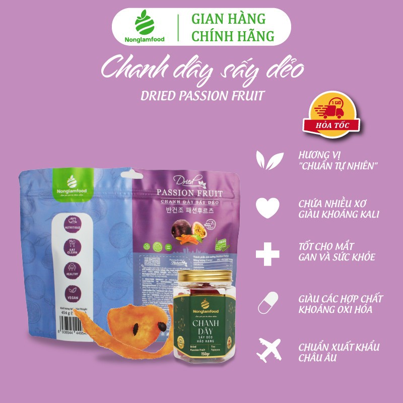 [HÀNG LOẠI 1 - CHUẨN XUẤT KHẨU] Chanh Dây Sấy Dẻo Thượng Hạng Nonglamfood | Quà tặng người thân, bạn bè, đối tác