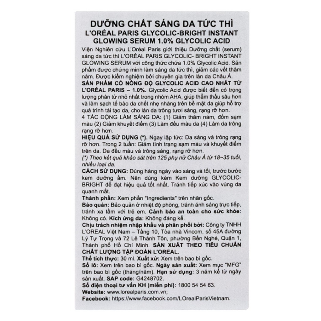 Serum L'Oréal Hỗ Trợ Dưỡng Sáng Và Mờ Thâm Nám 30ml Hasaki Sản Phẩm Chính Hãng