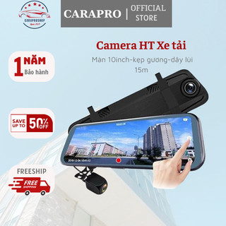 Camera hành trình kẹp gương xe tải, màn 10inch, dây camera lùi dài 15m
