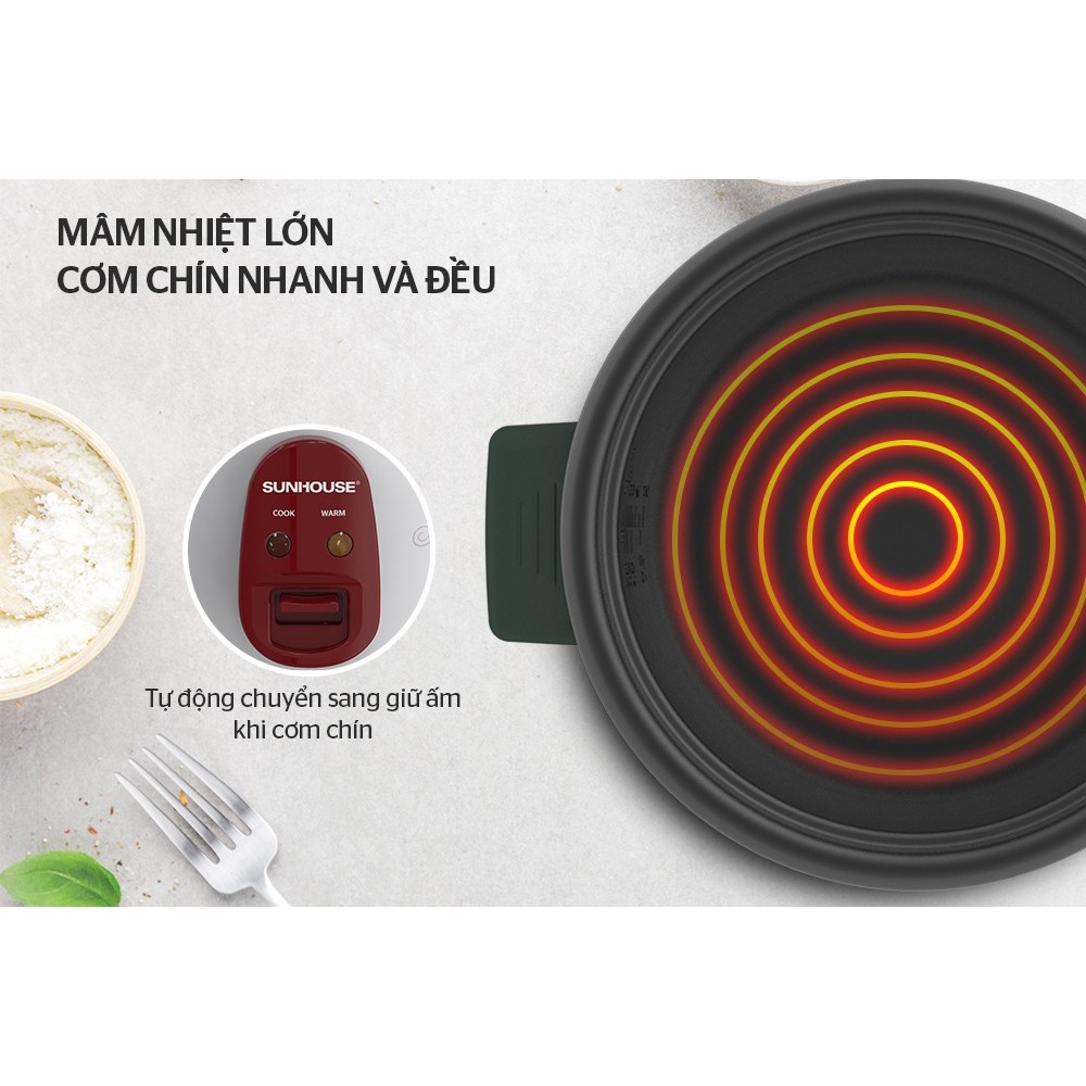 Nồi cơm điện Sunhouse SHD8106, SHD8126, SHD8136, SHD8138 - SẢN PHẨM MỚI 2023 - Bảo hành 1 năm chính hãng