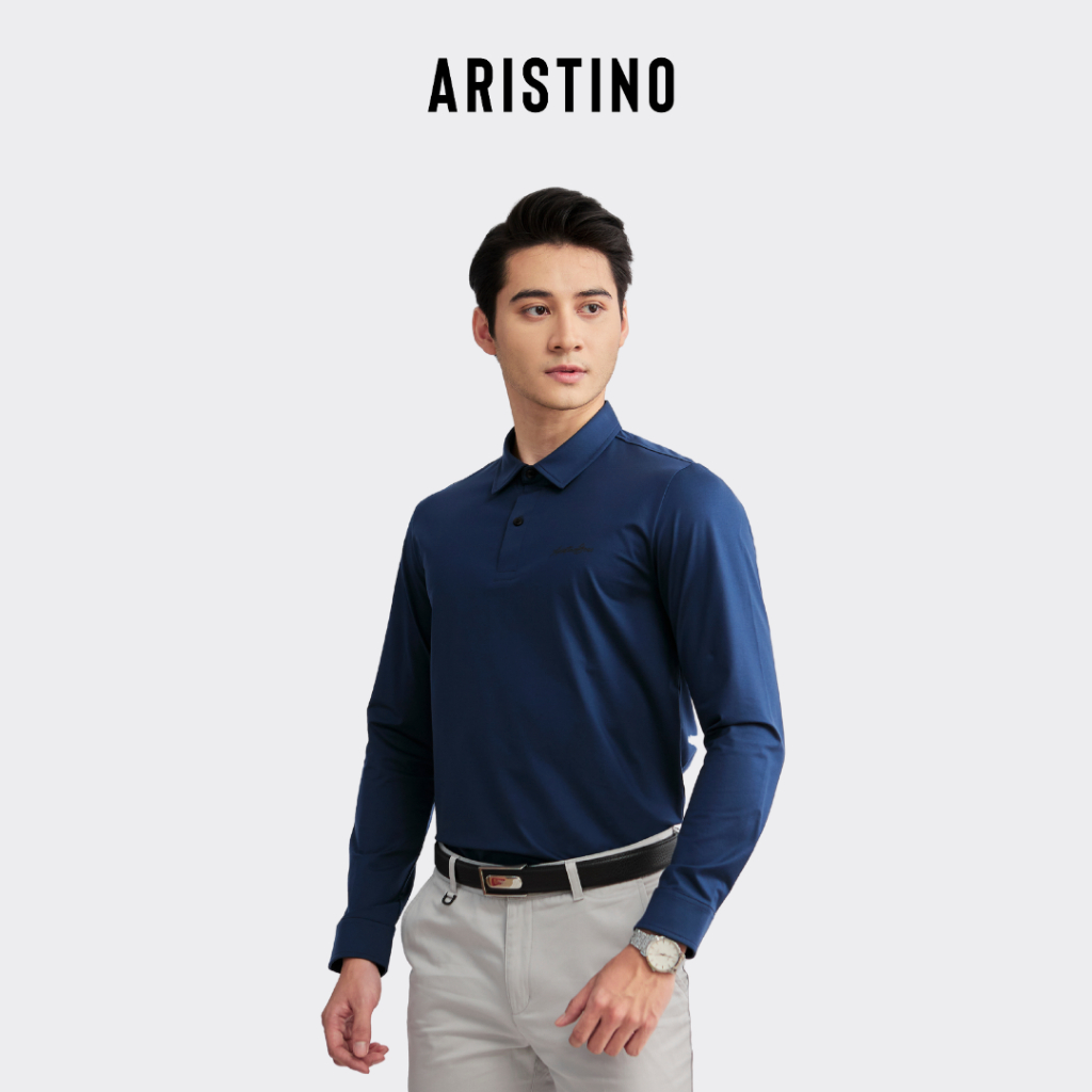 Áo polo dài tay Aristino for Boss phom dáng Regular Fit, màu sắc trung tính, khỏe khoắn - 1LP005W2