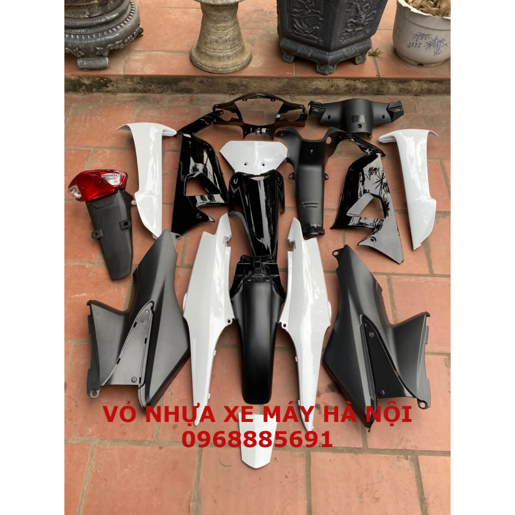 BỘ VỎ NHỰA WAVE 50-100CC TRẮNG PHỐI ĐẦU DÈ YẾM TRONG ĐEN CAO CẤP
