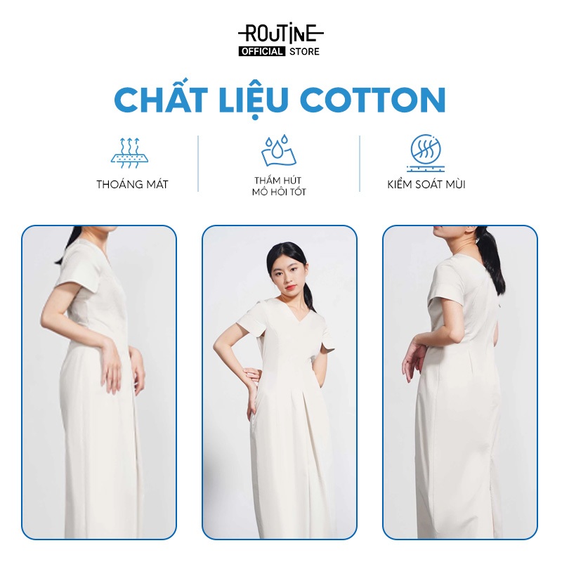 Đầm Chữ A Tay Ngắn Cotton Form Fitted - Routine 10S21DREW014