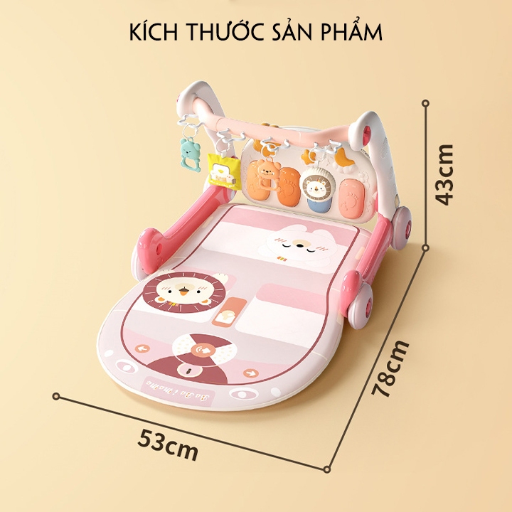 Thảm nhạc TOPKIDS cho bé sơ sinh kết hợp xe đẩy tập đi có nhạc Piano 3 in 1.