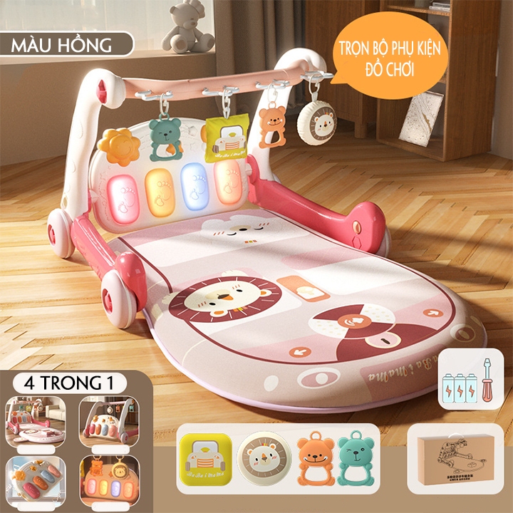 Thảm nhạc TOPKIDS cho bé sơ sinh kết hợp xe đẩy tập đi có nhạc Piano 3 in 1.