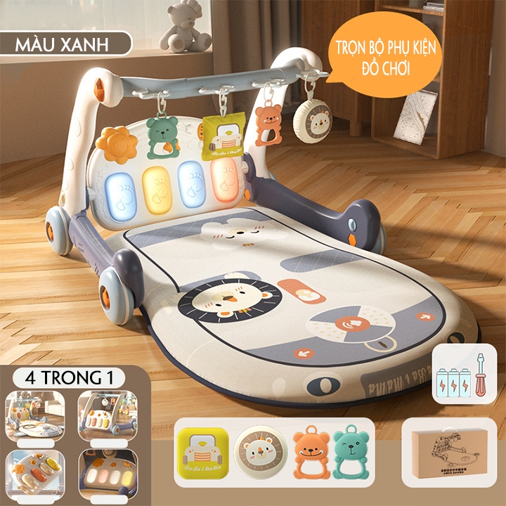 Thảm nhạc TOPKIDS cho bé sơ sinh kết hợp xe đẩy tập đi có nhạc Piano 3 in 1.