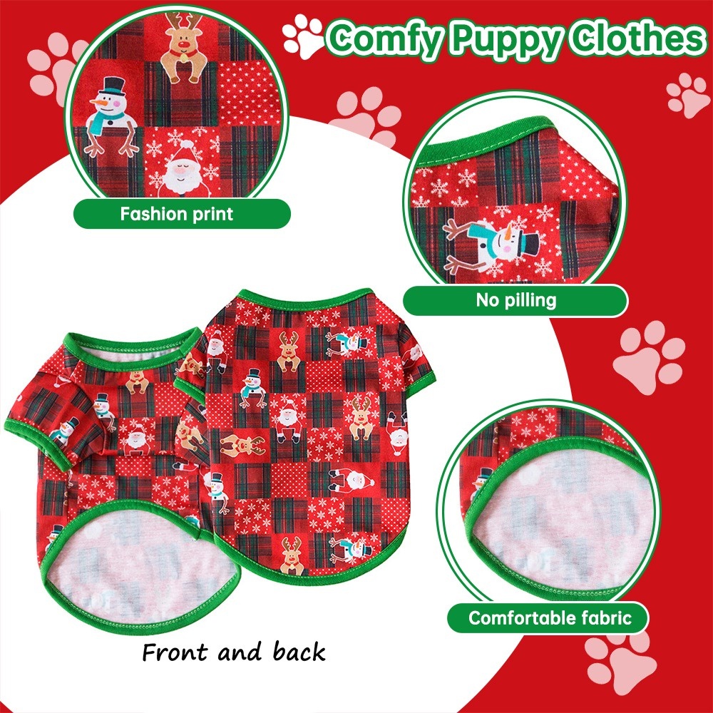 Áo thú cưng ba lỗ Giáng sinh, Áo chó mèo sát nách họa tiết Noel đủ size XS, S, M, L, XL, XXL