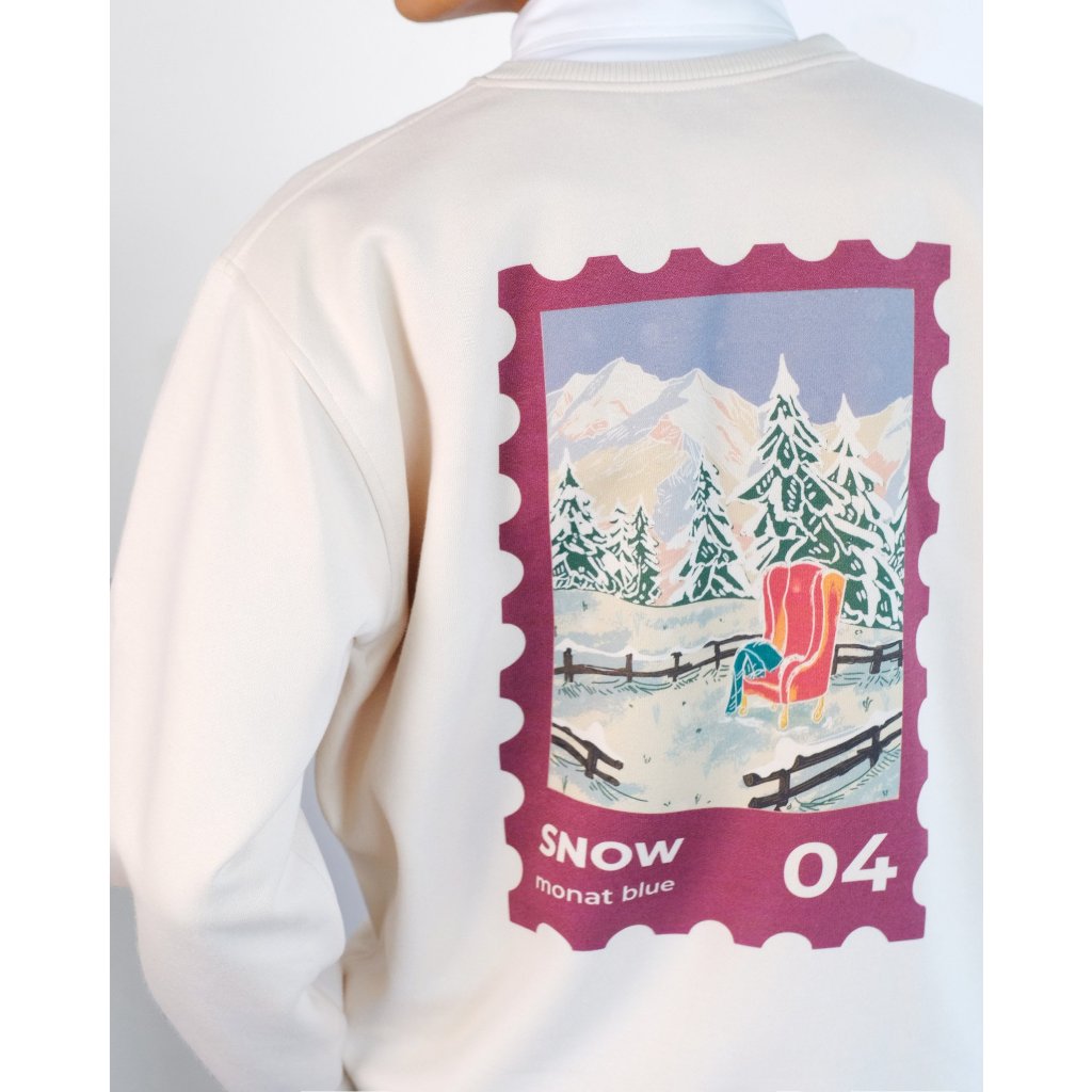 MONAT BLUE SNOW - Áo Sweater nỉ bông 100% cotton unisex