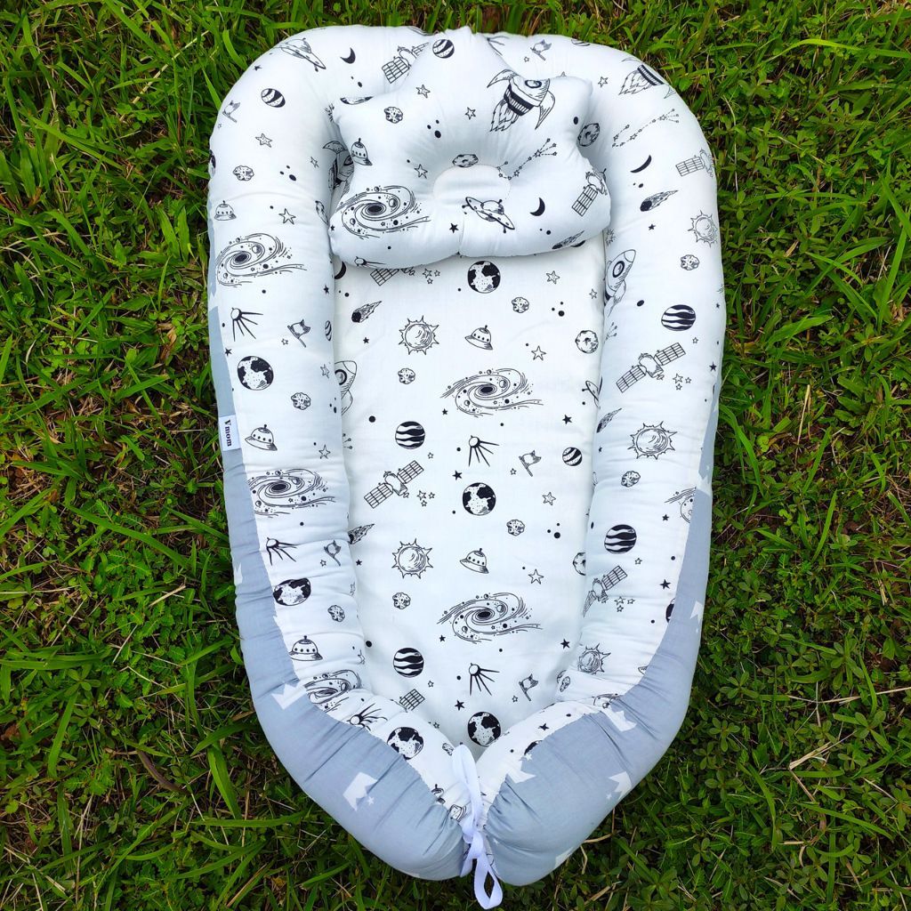 Nôi vải cho bé, nôi ngủ chung giường cho bé, nôi sơ sinh VMOM vải Cotton Hàn thoáng mát, đệm ngủ cho bé