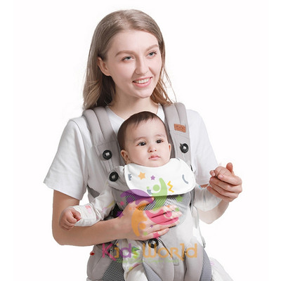 Địu em bé trợ lực KidAndMom 360 Cool Air Mesh đa năng có khăn lau nước miếng mũ trùm đầu thoáng khí