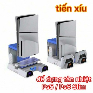 Đế dựng tản nhiệt máy ps5 Slim Ps5 Đế làm mát quạt tản nhiệt máy game PS5 Dobe Mẫu mới ,Quạt to tản nhiệt tốt ,sạc 2 tay