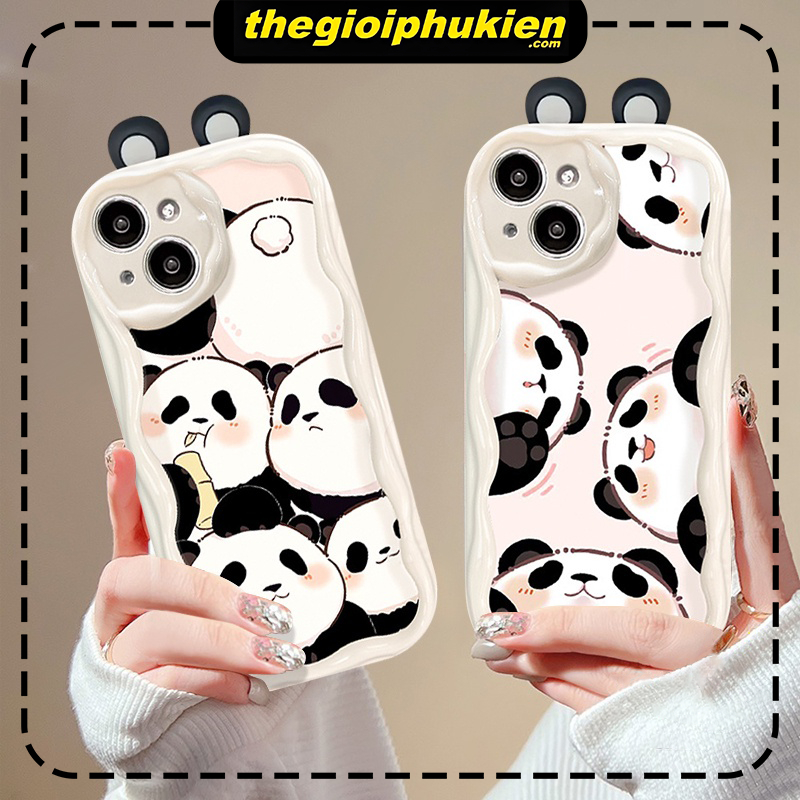 Ốp lưng iphone cạnh sóng nổi Hoạt hình nhiều gấu trúc dành cho ip 6/7/8/plus/x/xr/xs/11/12/13/14/15 pro max - xx2107
