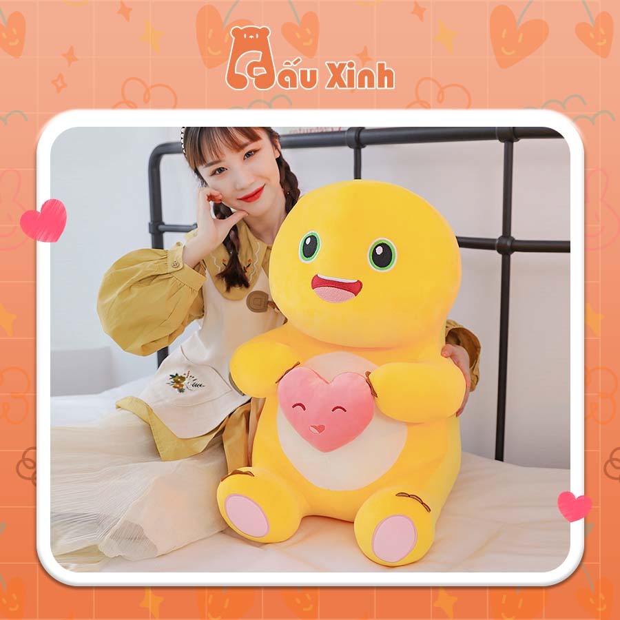 Gấu Bông Khủng Long Vàng Ôm Trái Tim Thú Bông Rồng Vàng Vô Tri Dễ Thương - G115