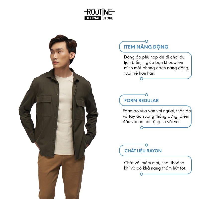 Áo Sơ Mi Nam Tay Dài Trơn Gấp Ly Sau Form Regular - Routine 10F21SHL011