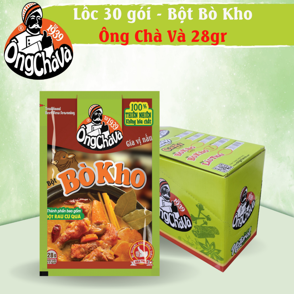 Lốc 30 Gói  Bột Bò Kho Ông Chà Và 28g (Beef Stew Seasoning Powder)