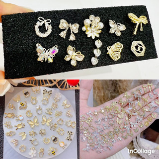 Charm kim loại đính đá siêu xinh làm nail