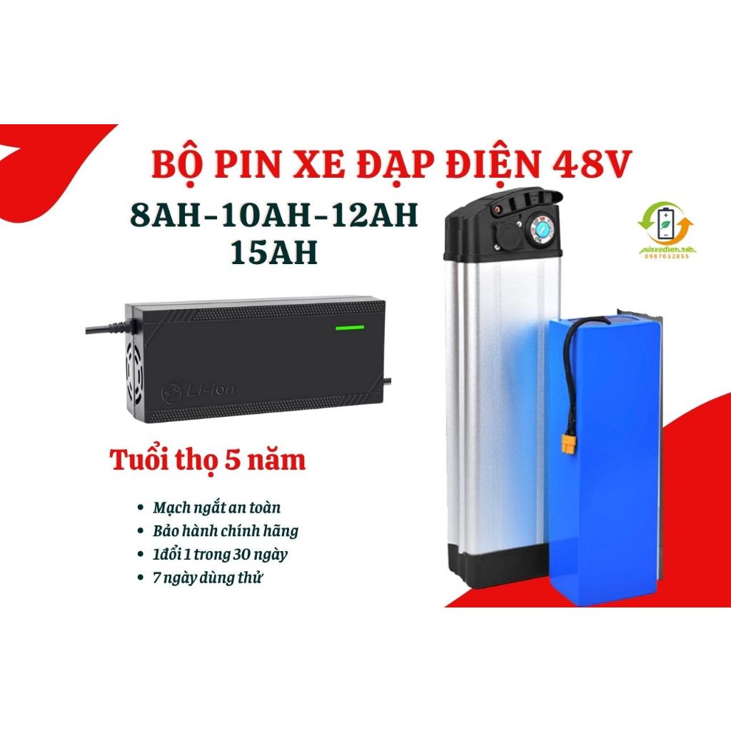 Bộ pin xe đạp điện vỏ nhôm 48V dung lượng 8AH-10Ah-12Ah-15Ah