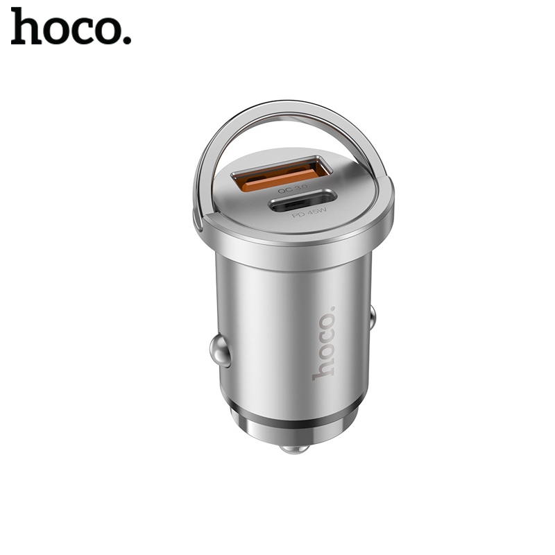 Tẩu sạc nhanh 45w Hoco NZ10 có 2 cổng Type C và USB, PD45W+QC3.0 sạc xe hơi, nhỏ gọn