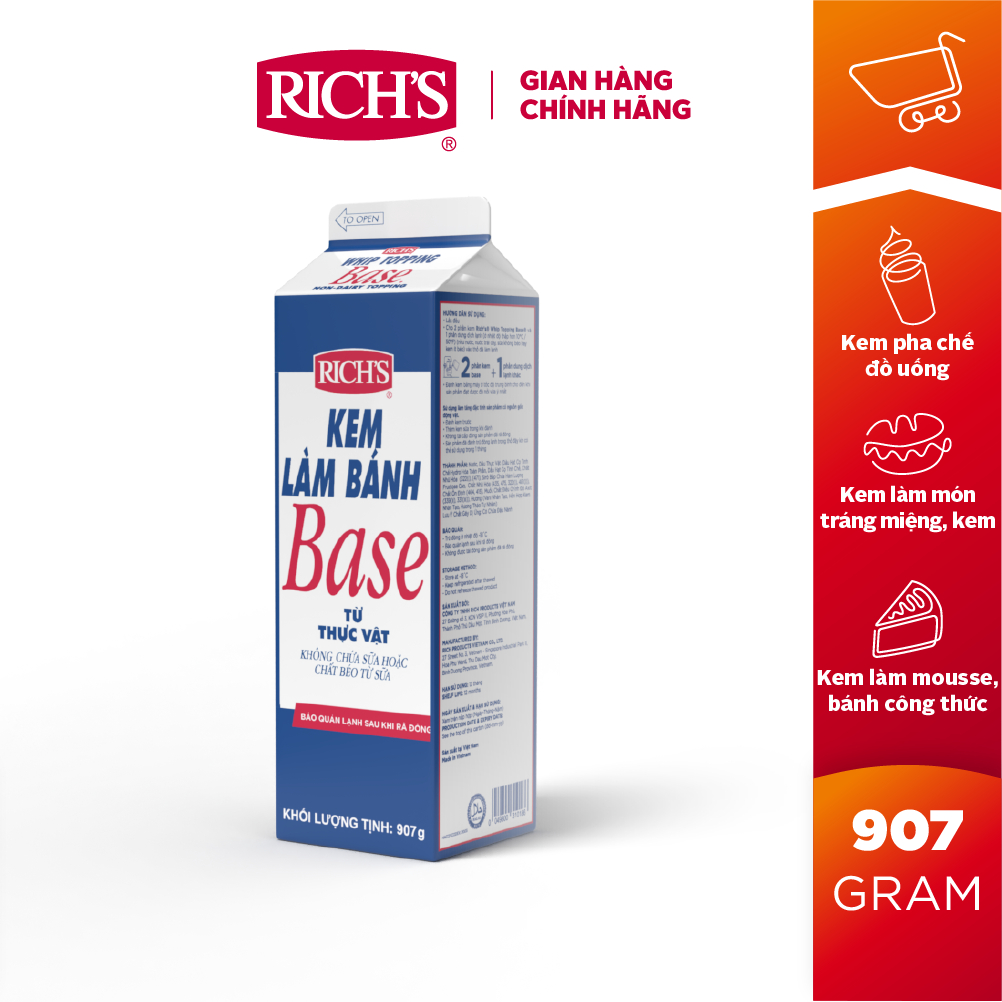 Kem Làm Bánh Rich's Whip Topping Base 907g [31018] - Hỏa tốc nội thành Đà Nẵng