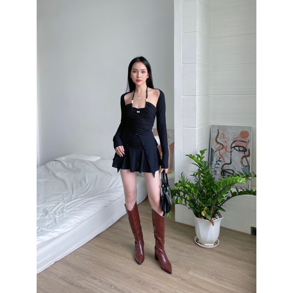 Set lẻ đầm body xoè quyến rũ , đầm Y2K dây phối hạt cao cấp  | HAGA SKIRT, TOP | Secodee