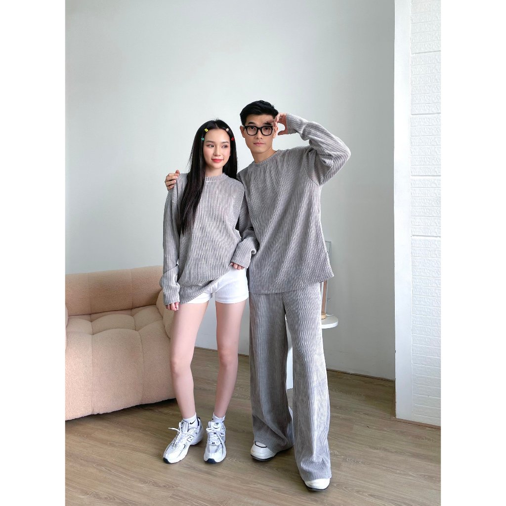 Áo len nam nữ thun gân cao cấp , bộ ngủ cotton thu đông dài tay basic  | KIYA SHIRT | Secodee