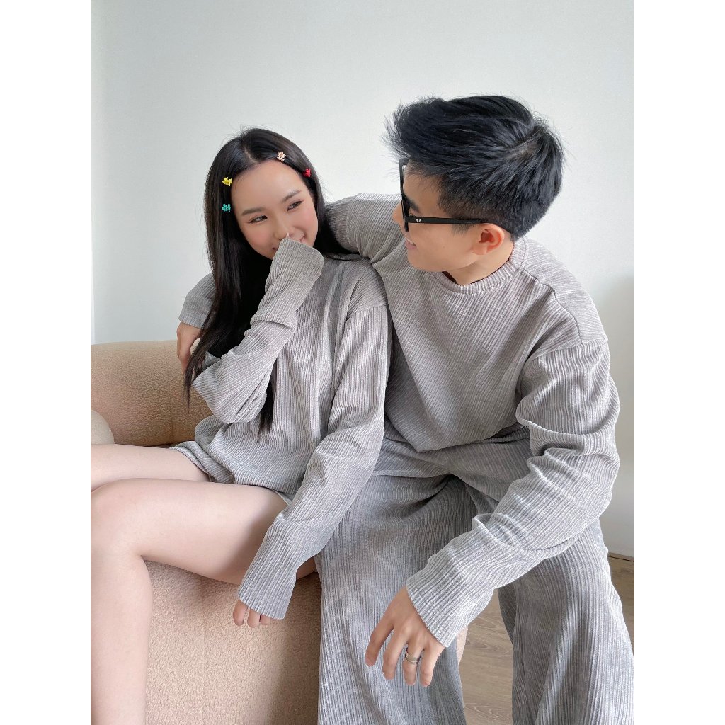 Áo len nam nữ thun gân cao cấp , bộ ngủ cotton thu đông dài tay basic  | KIYA SHIRT | Secodee