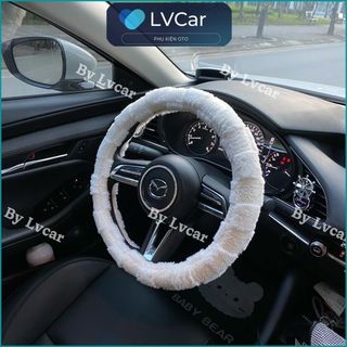 Bọc vô lăng lông thỏ sang trọng 3 màu đen, trắng, hồng bọc vô lăng xe hơi chống trơn trượt hiệu quả size 38