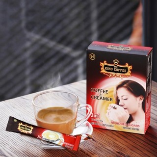 Cà Phê Hòa Tan 2IN1 Cà Phê Và Bột Kem Không Sữa KING COFFEE - Hộp 15 gói x 10g - Không đường - Từ hạt café Arabica và Ro