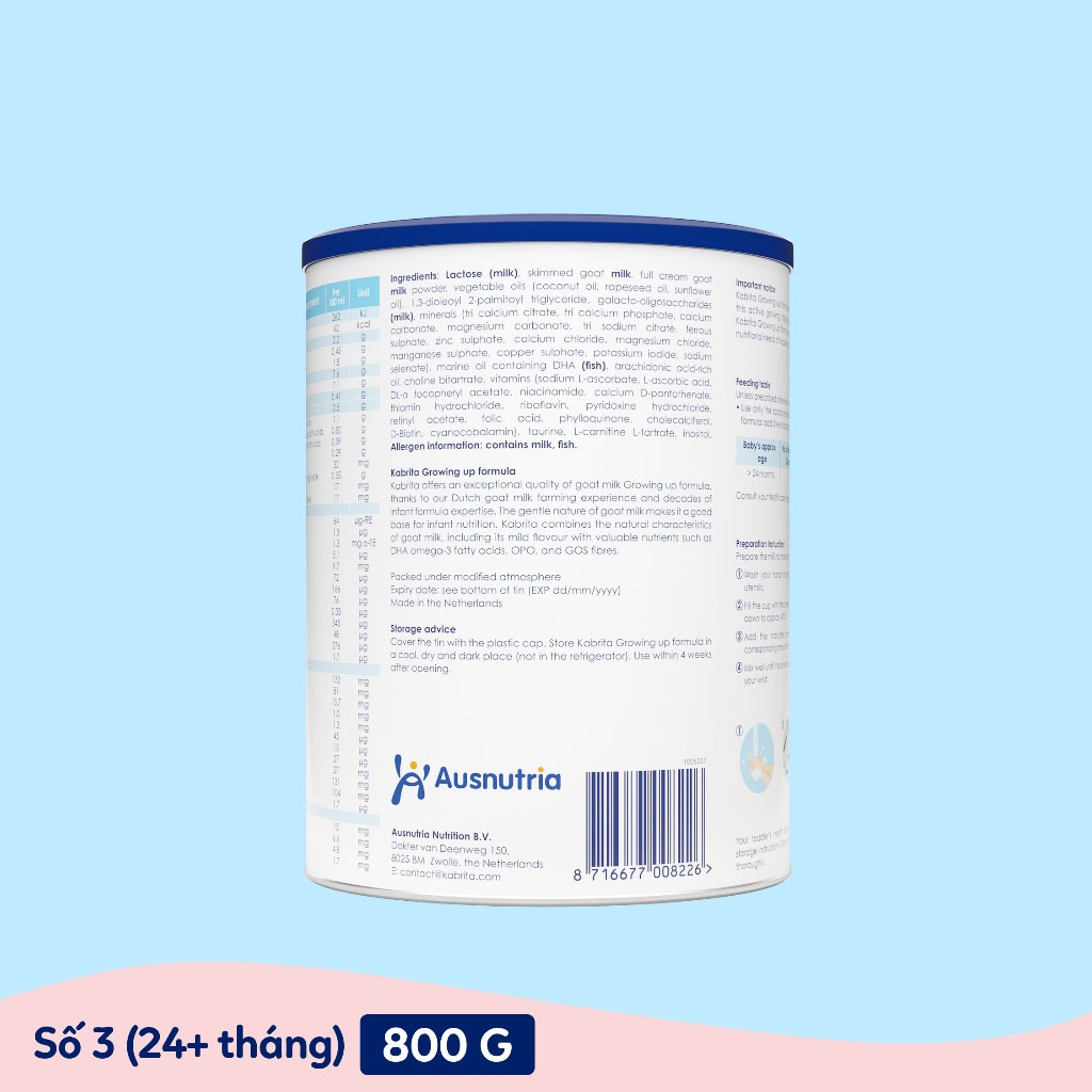 Sữa dê Kabrita Số 3 800g