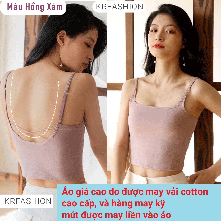 Áo 2 Dây có mút Bra croptop nữ áo thun ba lỗ Cotton KR2025 hai dây TANKTOP Krfashion