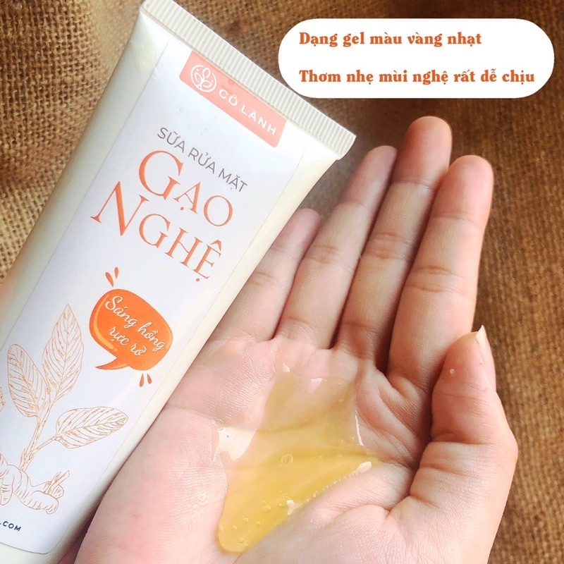 Sữa rửa mặt gạo nghệ Cỏ Lành 100G Cỏ Lành Làm đẹp từ thiên nhiên - Làm sạch sâu da, hỗ trợ làm mờ thâm, giúp da