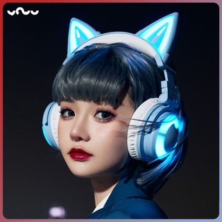 Tai Nghe Tai Mèo YOWU 3S LED RBG Bluetooth Giảm Tiếng Ồn Gaming Headphones True Wireless Cho Cô Gái Dễ Thương