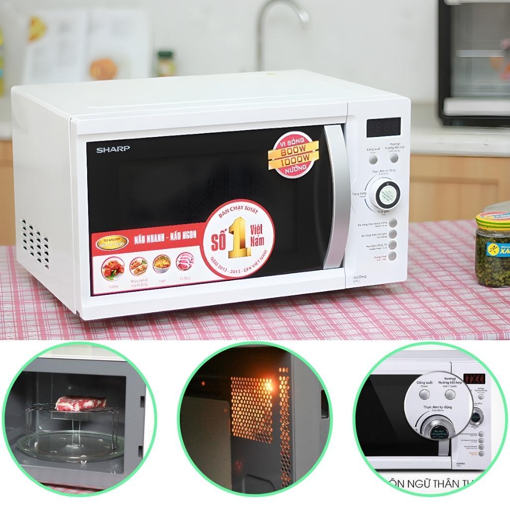 Lò vi sóng Sharp R-G371VN-W 23 lít | Lò nướng G371VN màu trắng | Lò vi sóng có nướng G371 1000W | BH chính hãng 12 tháng