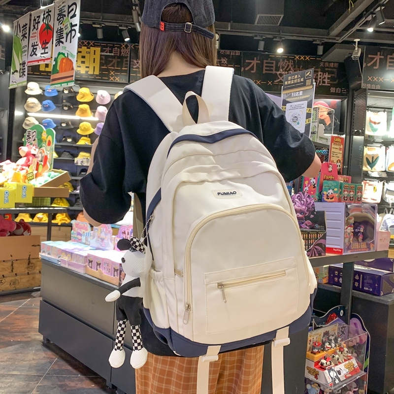 Cặp đi học nữ FUMIAO balo ulzzang thời trang khóa ngang nhiều ngăn đựng vừa laptop 15 6 inch BL26