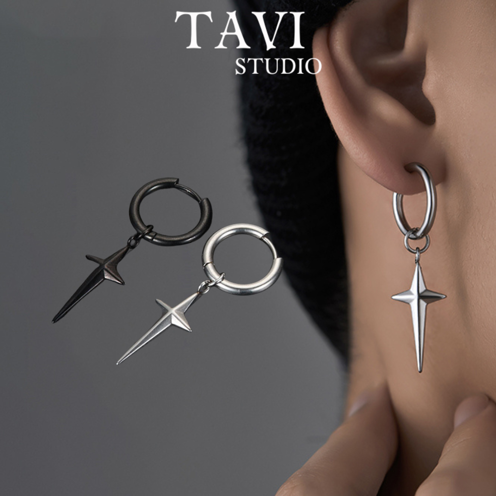 Khuyên Tai Nam Nữ Bông Tai Thép Titan Hình Thánh Giá ST Thời Trang unisex đơn giản phong cách Hiphop Tavi Studio