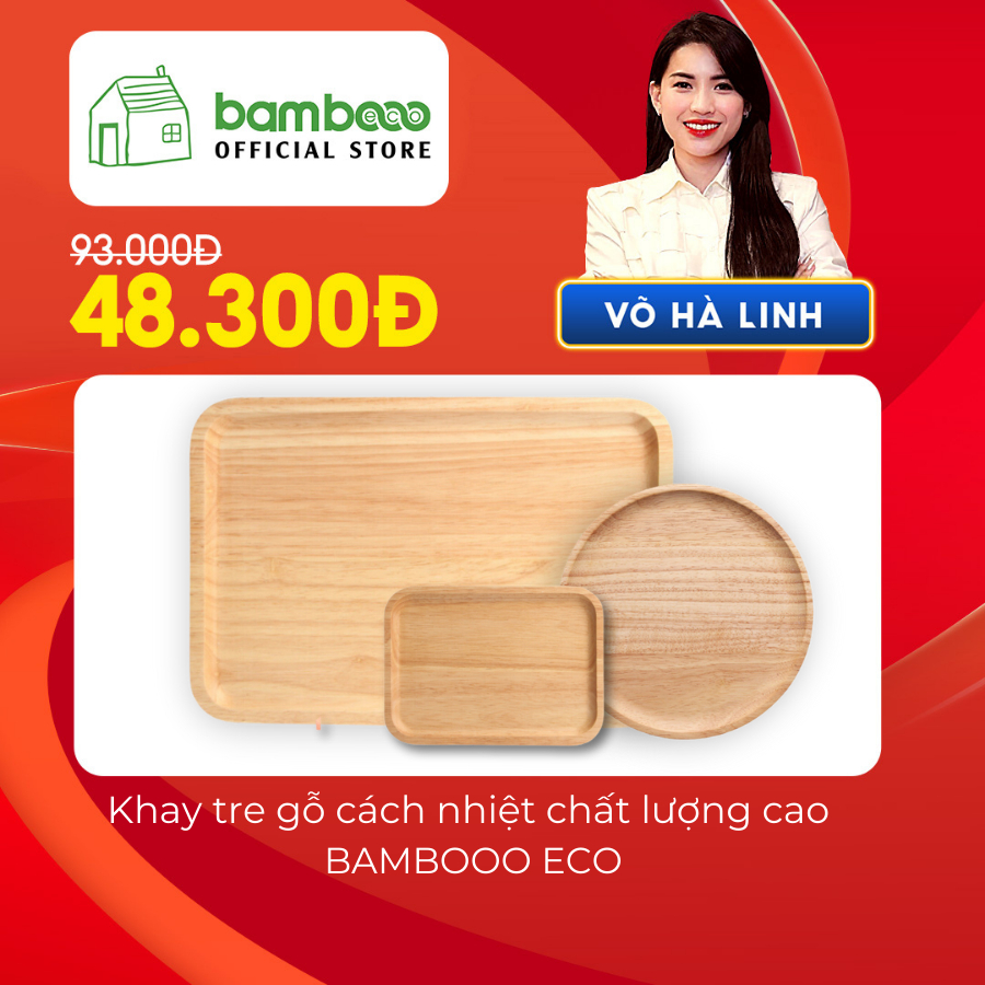 Khay tre gỗ cách nhiệt chất lượng cao BAMBOOO ECO đựng bộ ấm trà